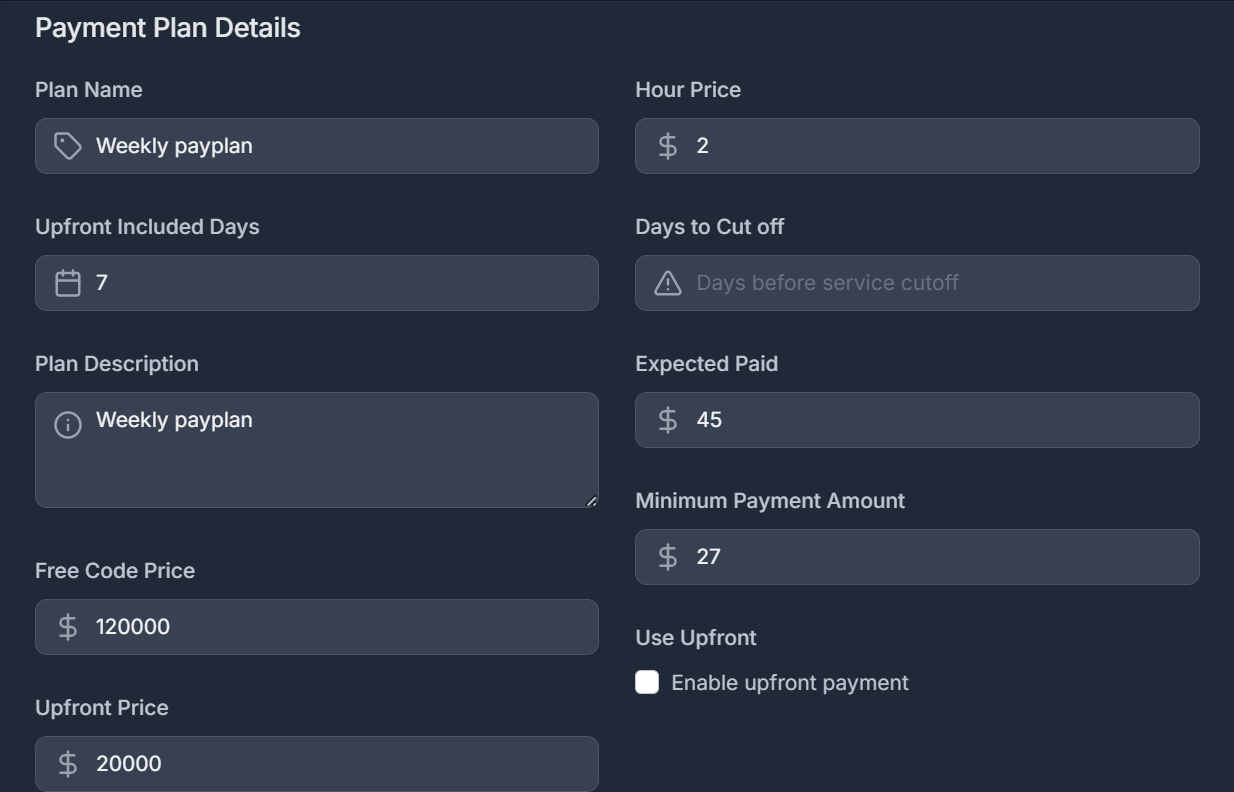Payment Plan Summary
